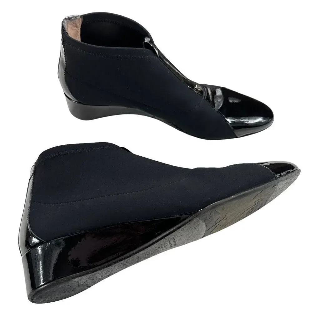 Taryn Rose Women's Camila Demi-Wedge Patent Leather Booties